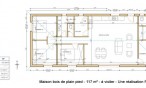 plan maison bois contemporaine de plain pied dans les Pyrenees