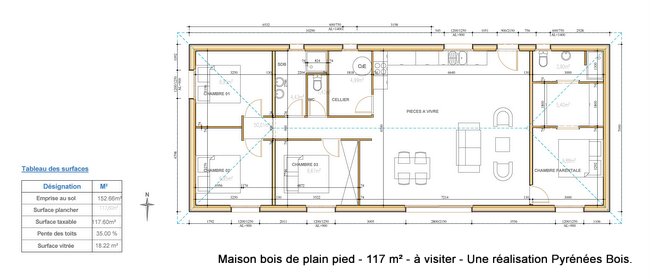 plan maison moderne en bois